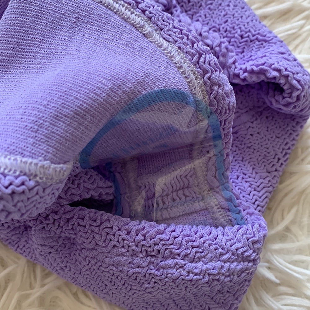 NWT Hunza g nicole embellished crinkle bikini in lilac - Picture 6 of 8